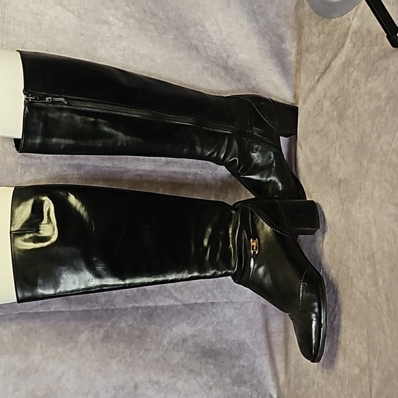 Salvatore Ferragamo Black Leather Knee High Boots Sz. 4.5 - Picture 6 of 9